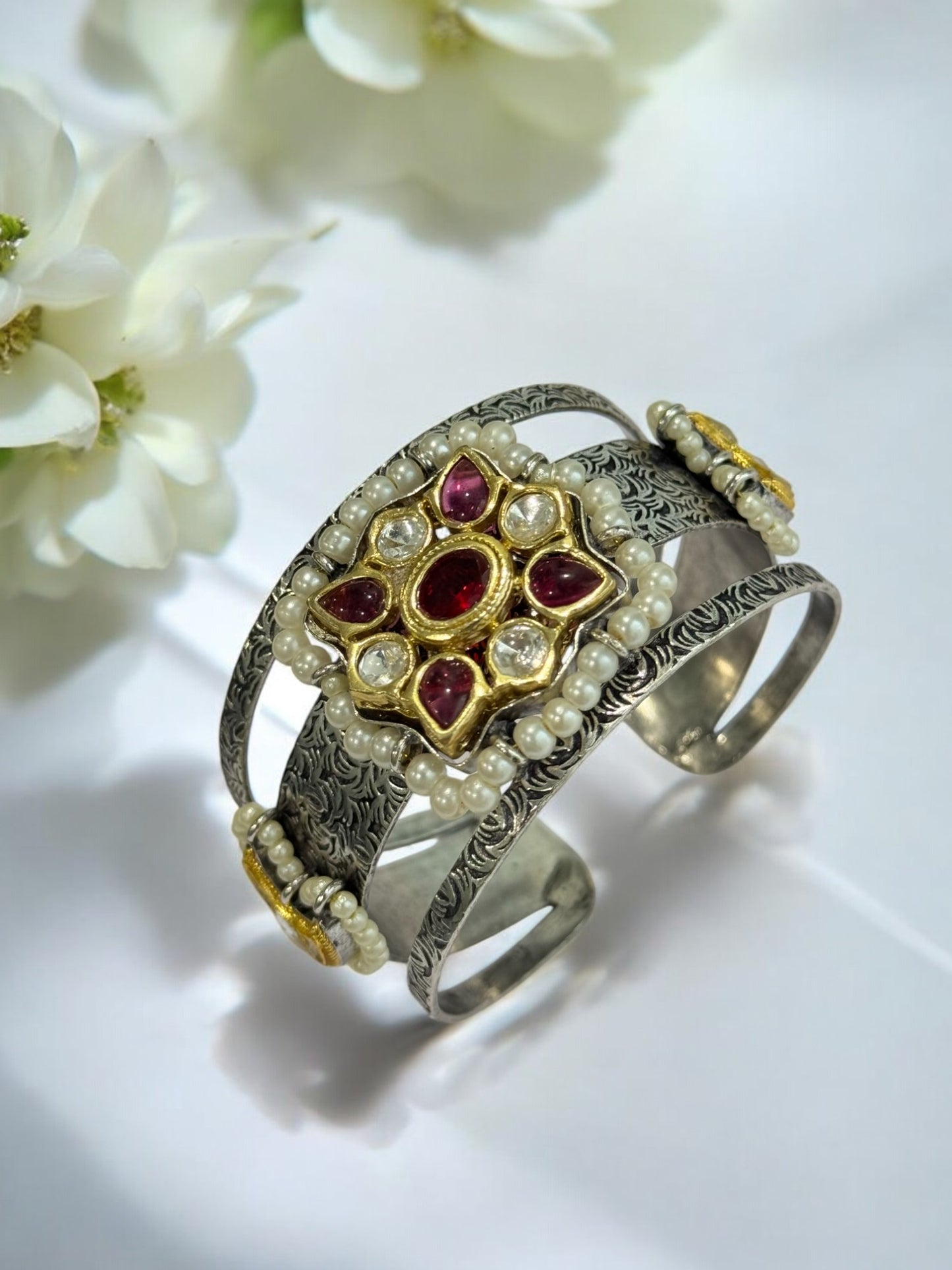 RUBY KHUSMAN GERMAN SILVER BANGLE