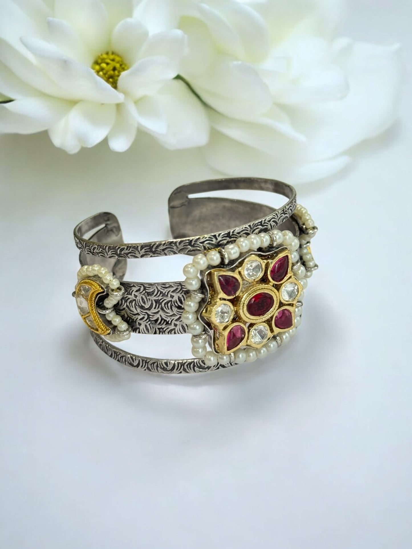 RUBY KHUSMAN GERMAN SILVER BANGLE