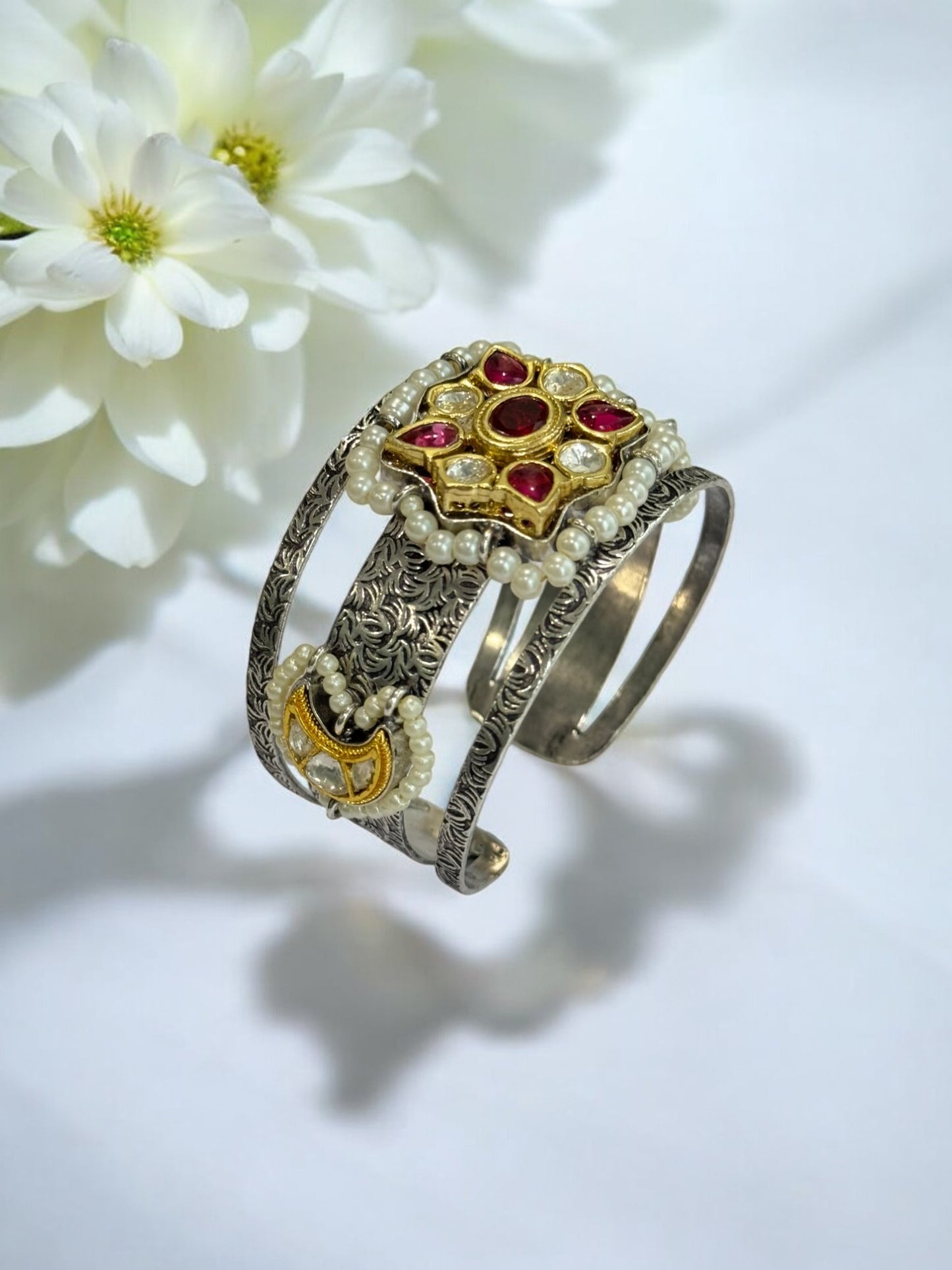 RUBY KHUSMAN GERMAN SILVER BANGLE