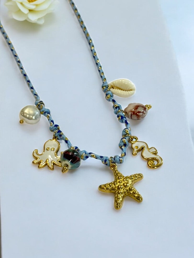 SEA BLUE STARFISH CHARM EZRA NECKLACE