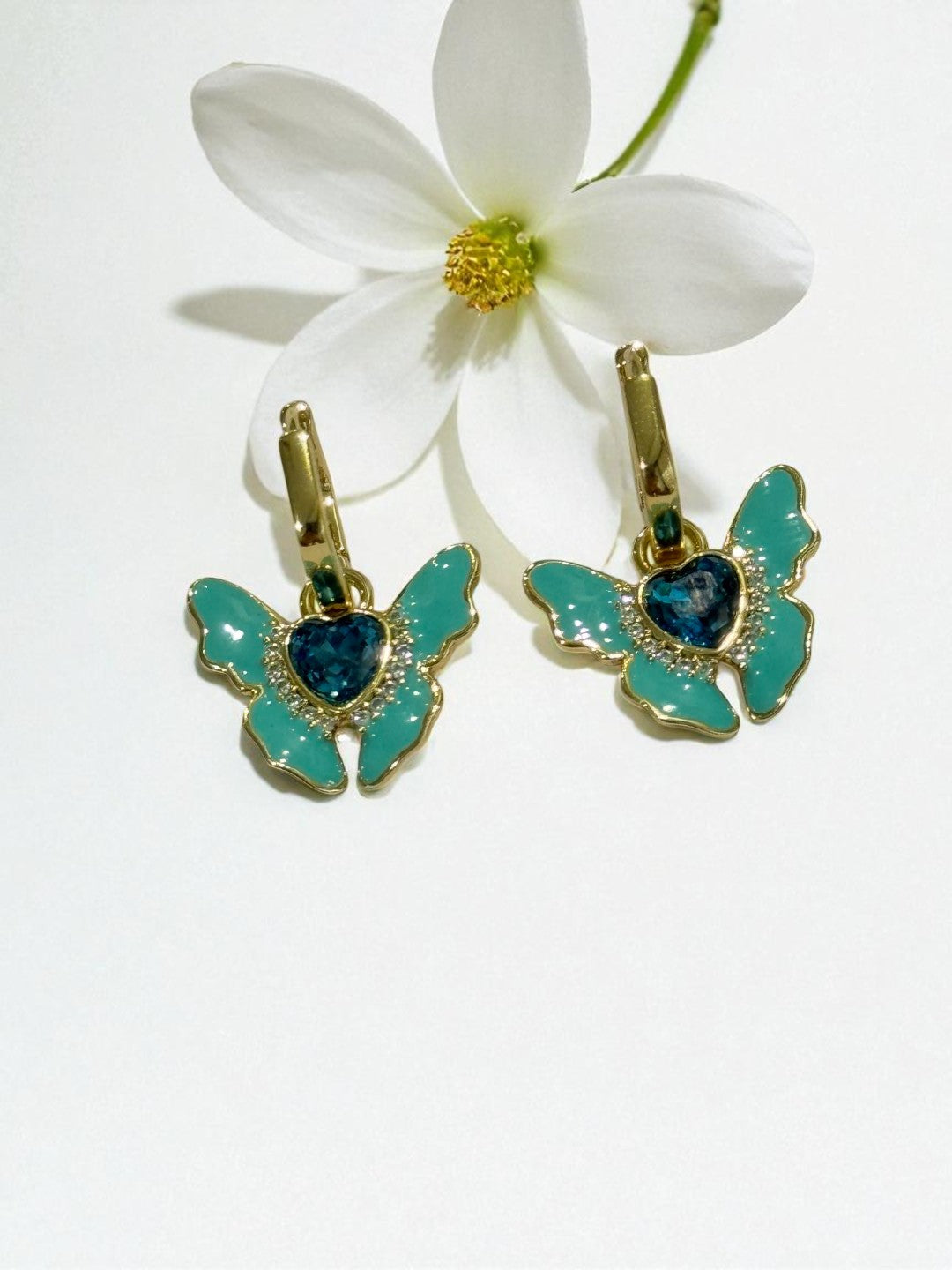 SEA GREEN BUTTERFLY NASIR EARRINGS