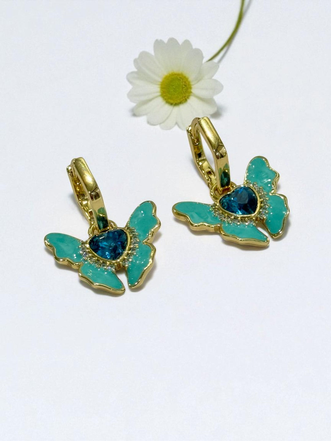SEA GREEN BUTTERFLY NASIR EARRINGS