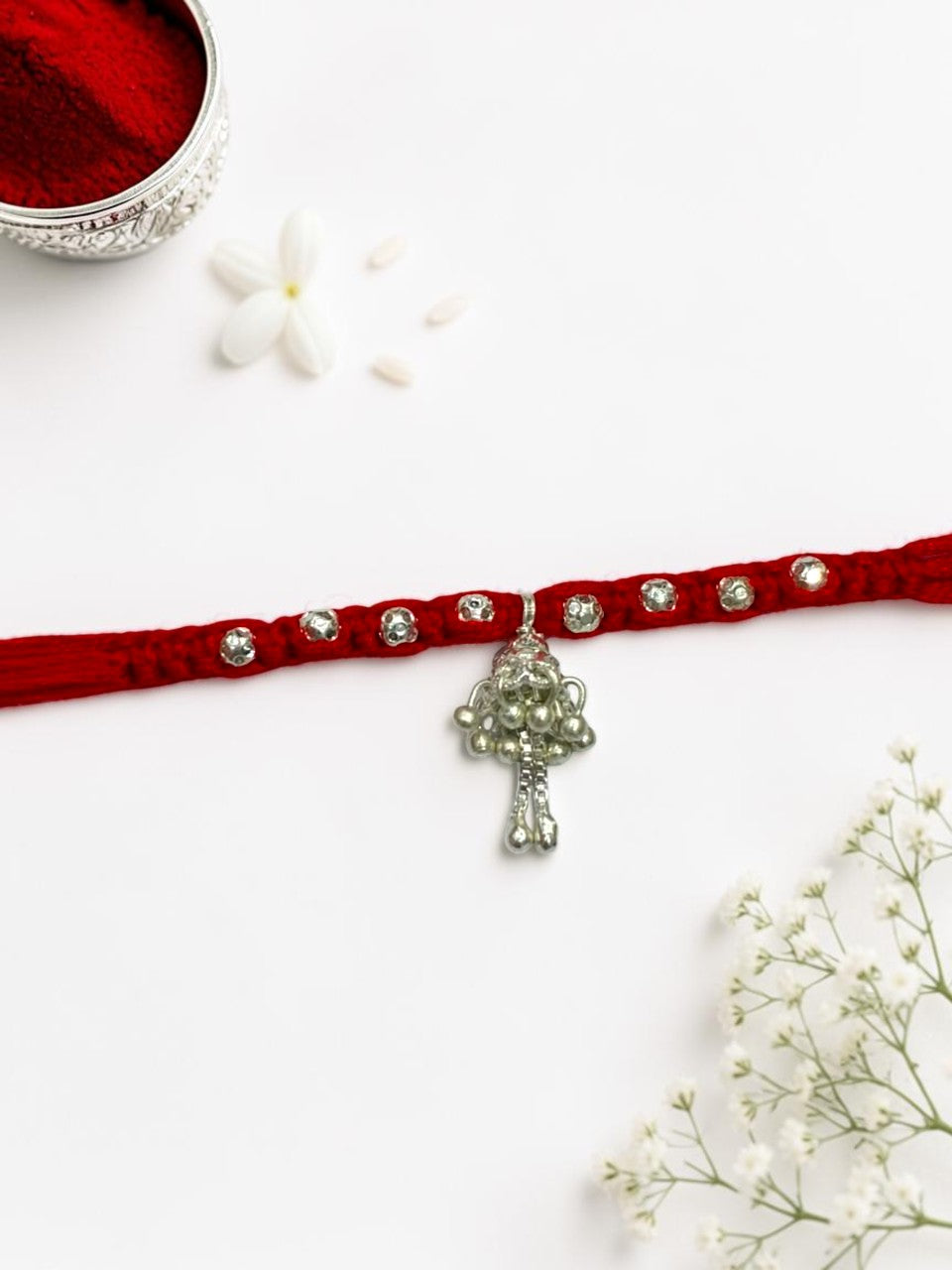 HANGING GHUNGROO BHANUSHRI SILVER RAKHI