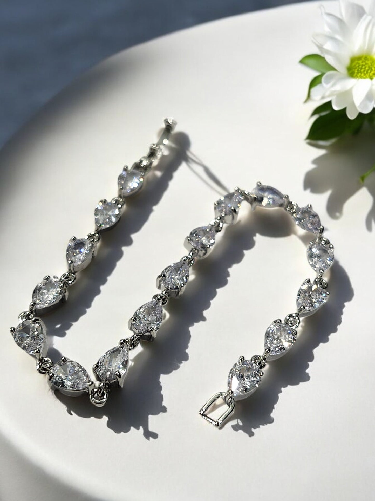 92.5 SILVER DROP DIAMOND CHAIN BRACELET