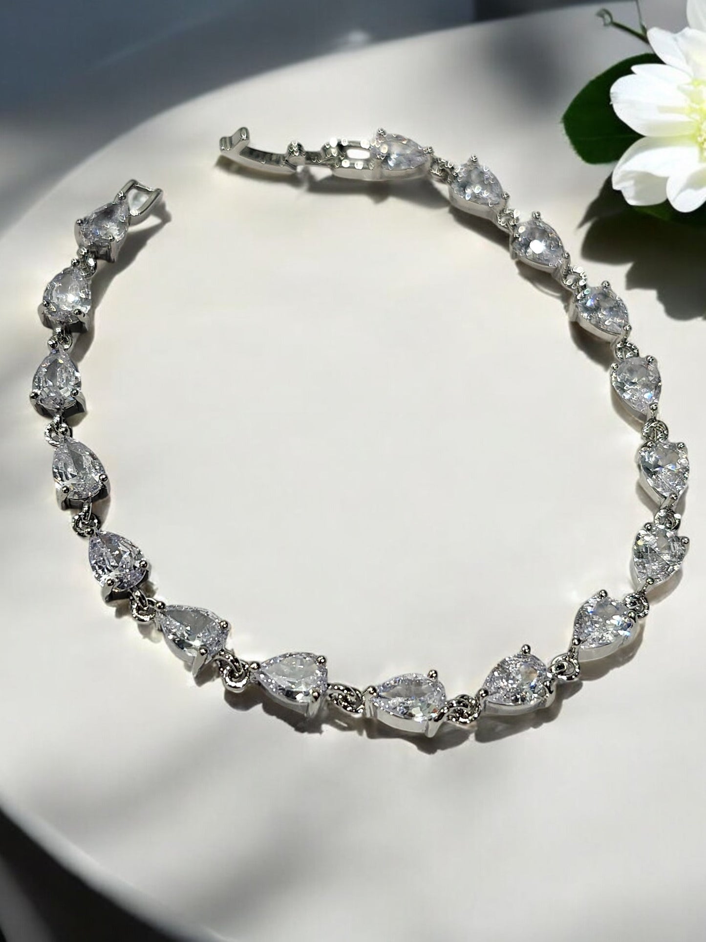 92.5 SILVER DROP DIAMOND CHAIN BRACELET