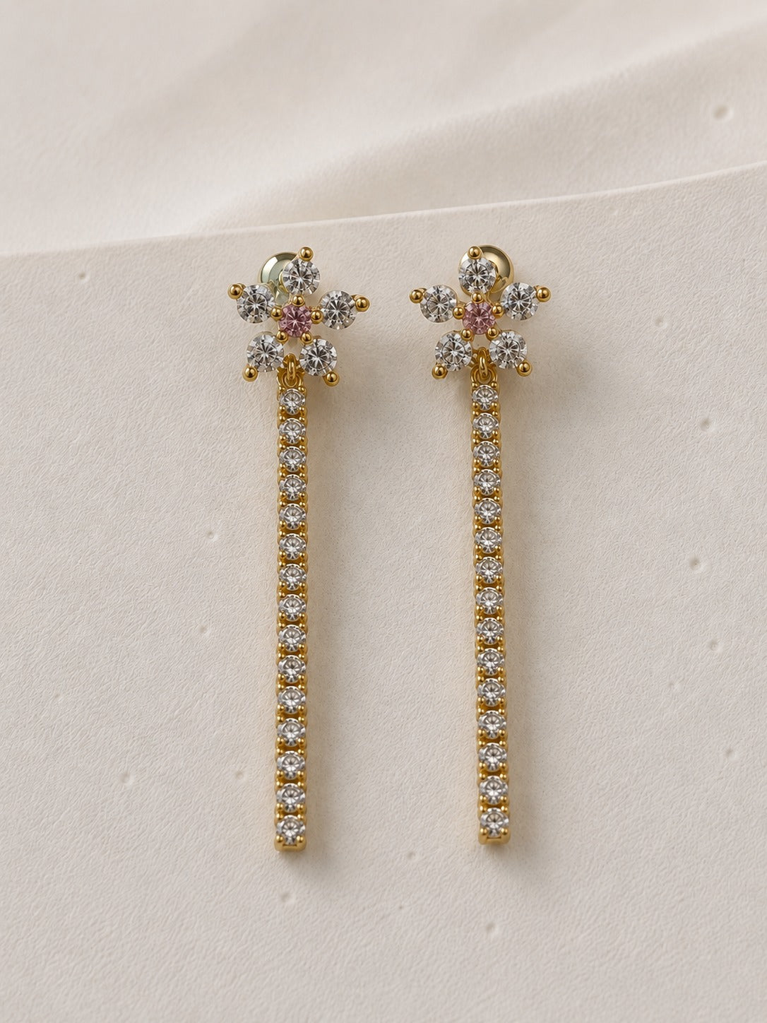 GOLDEN FLORAL FRANKEY BALL BACK EARRINGS