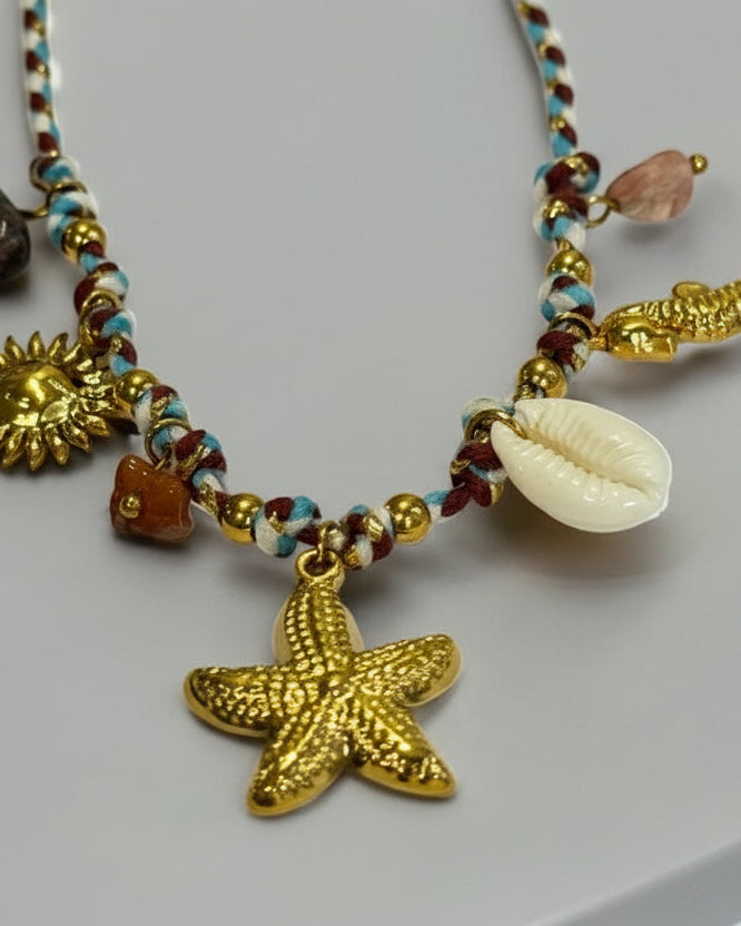 WHITE BLUE STARFISH CHARM EZRA NECKLACE