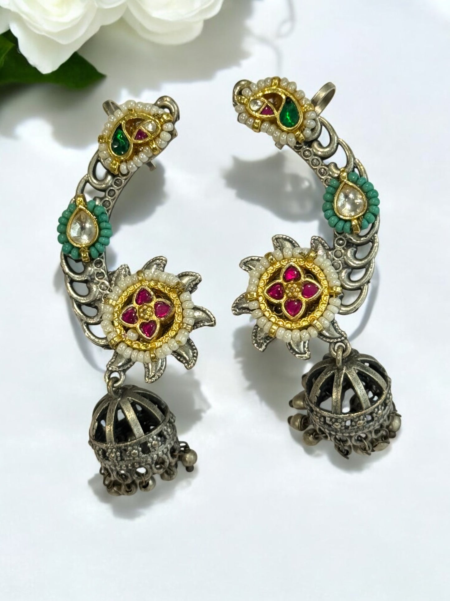 WHITE ILIANA GERMAN SILVER EAR CUFF