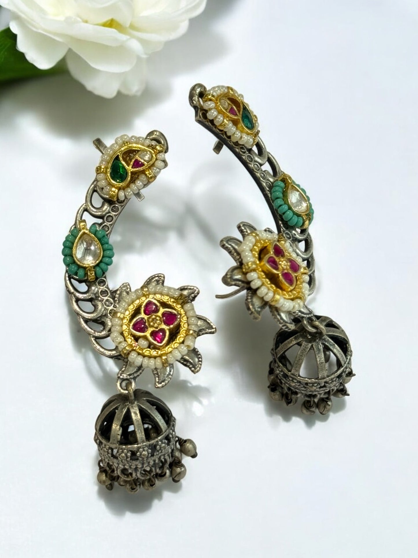 WHITE ILIANA GERMAN SILVER EAR CUFF