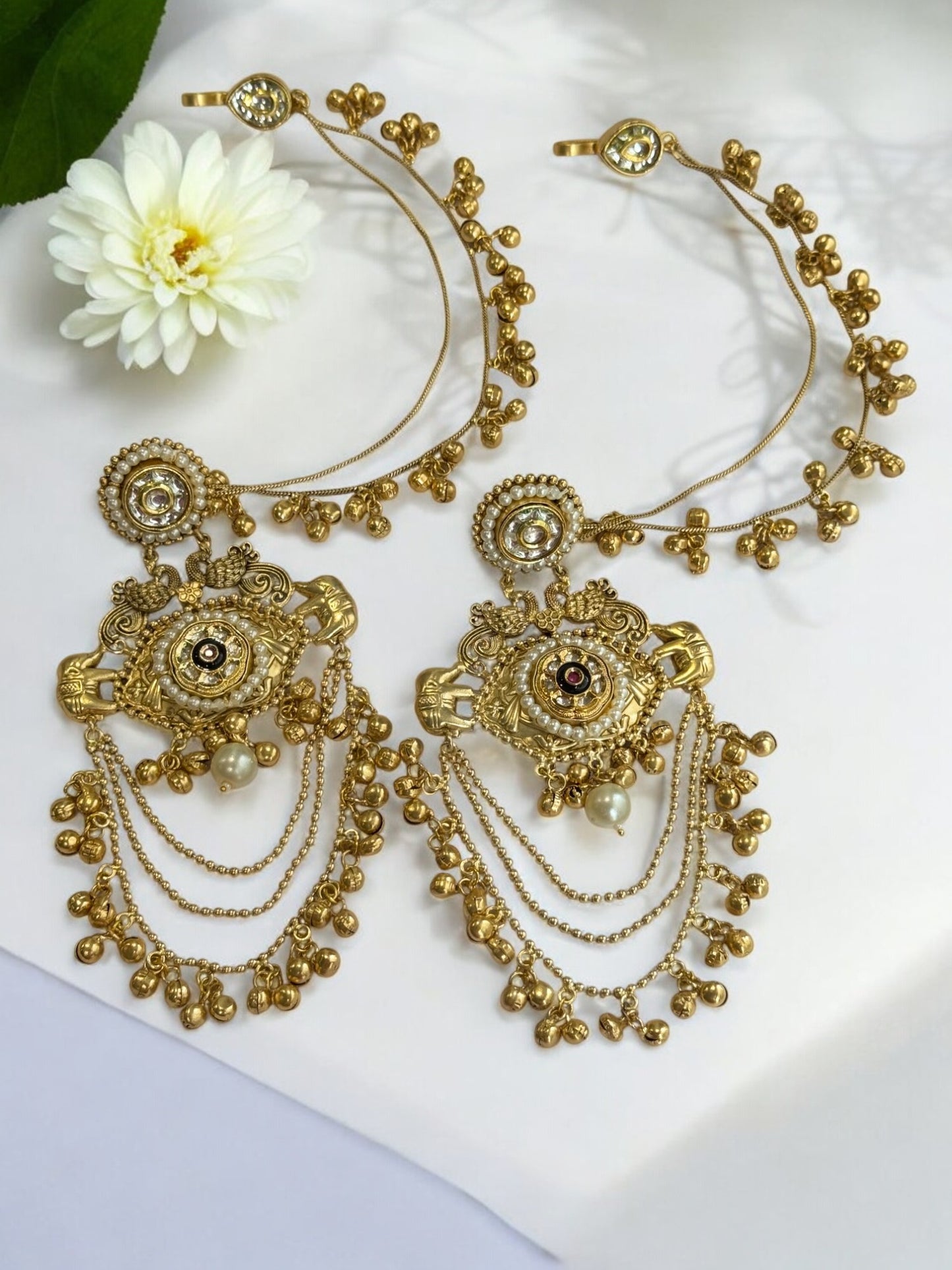 WHITE MANSHI GERMAN SILVER EARRINGS