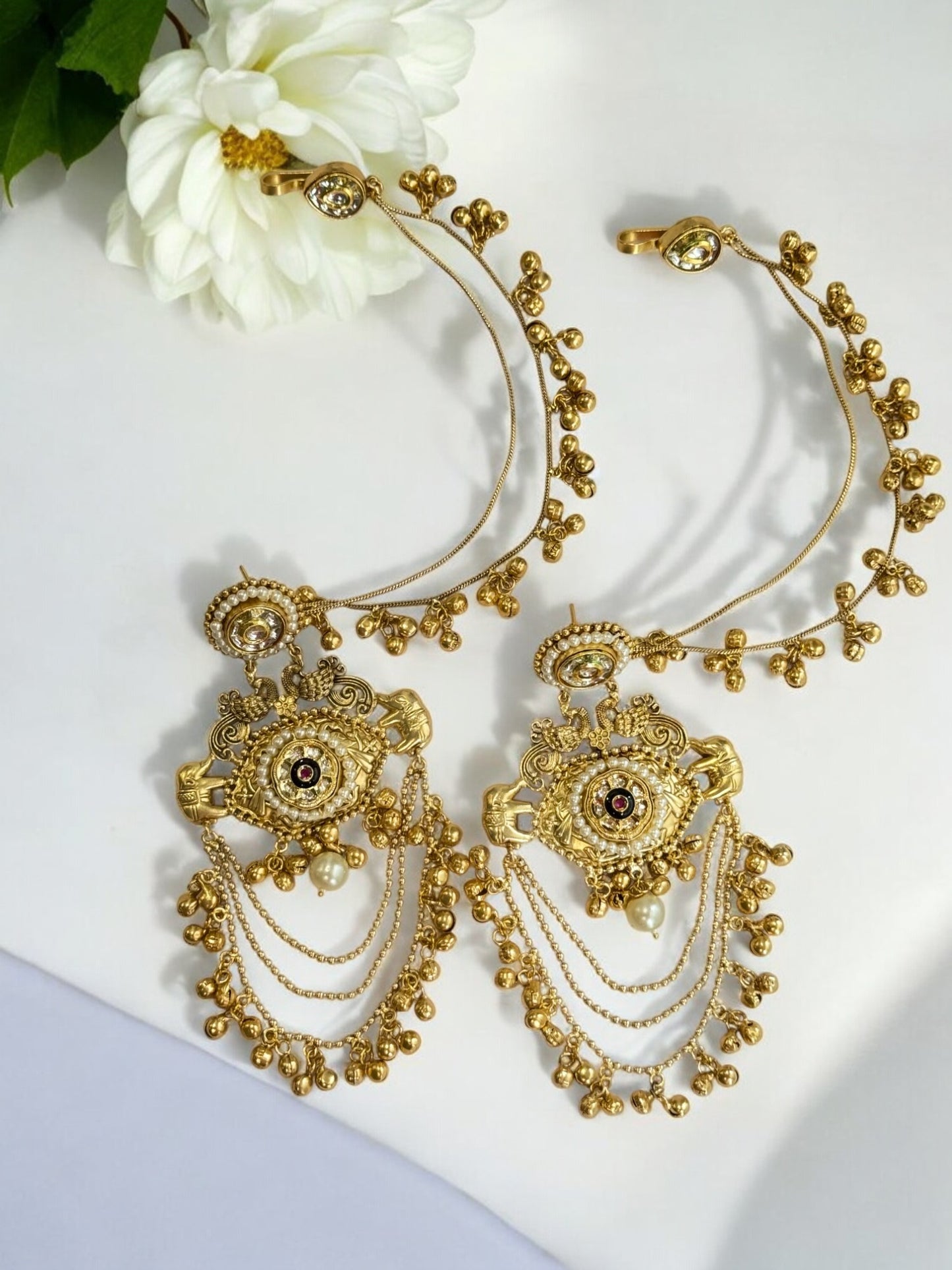 WHITE MANSHI GERMAN SILVER EARRINGS
