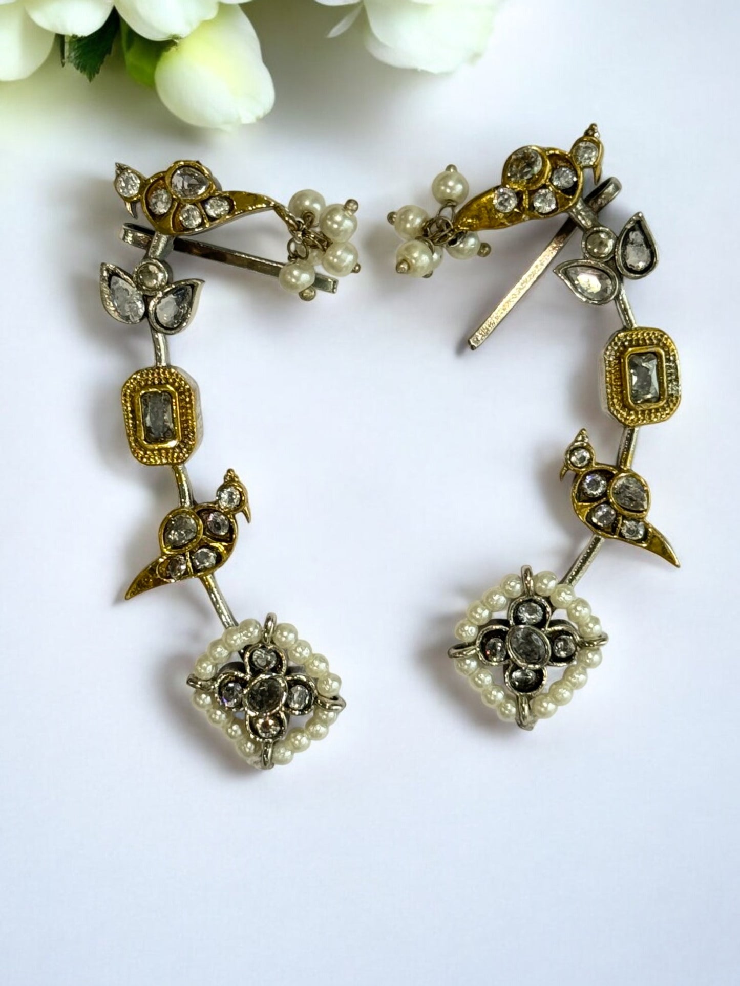 WHITE ZIVIKA GERMAN SILVER EAR CUFF