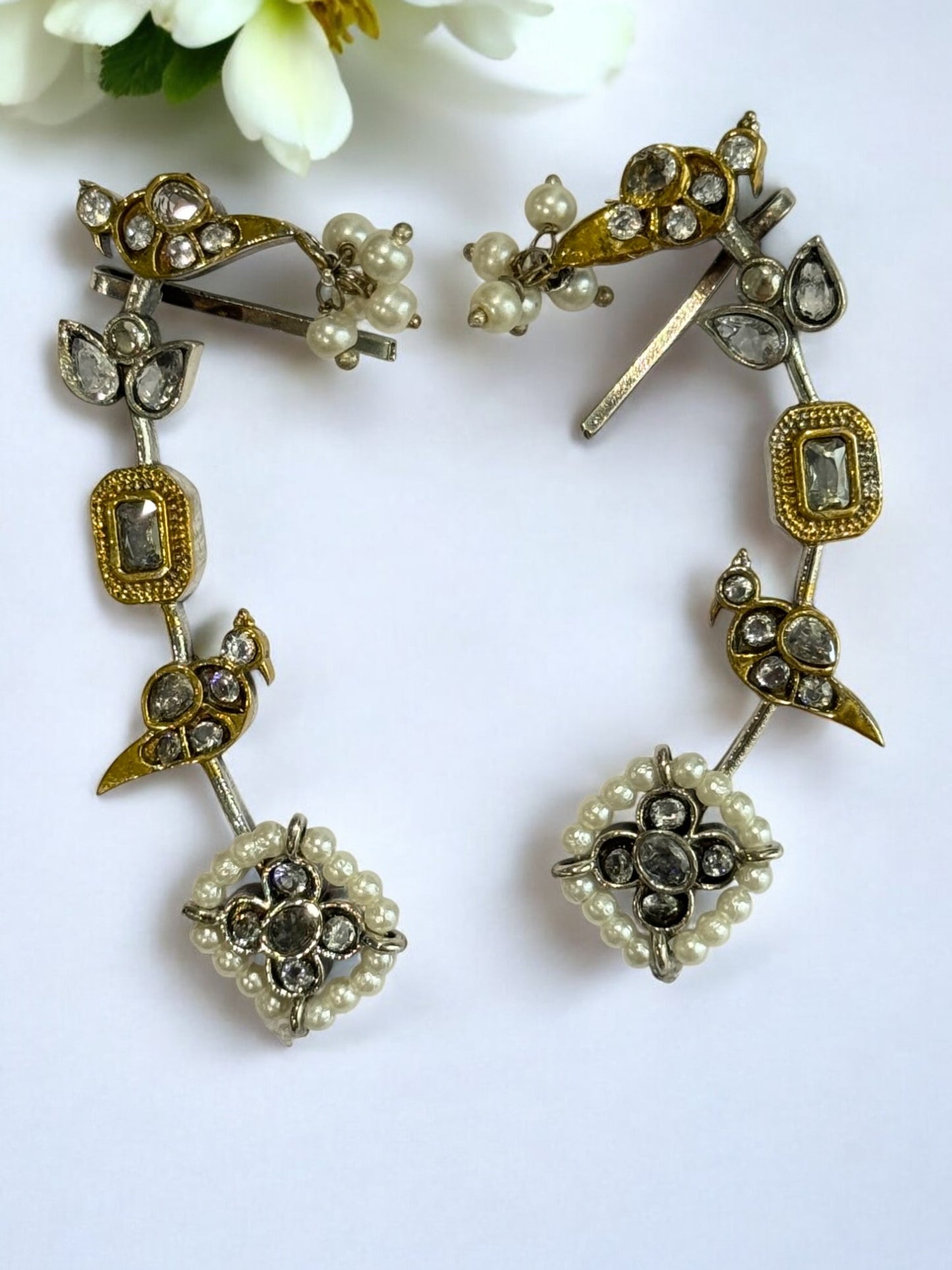 WHITE ZIVIKA GERMAN SILVER EAR CUFF