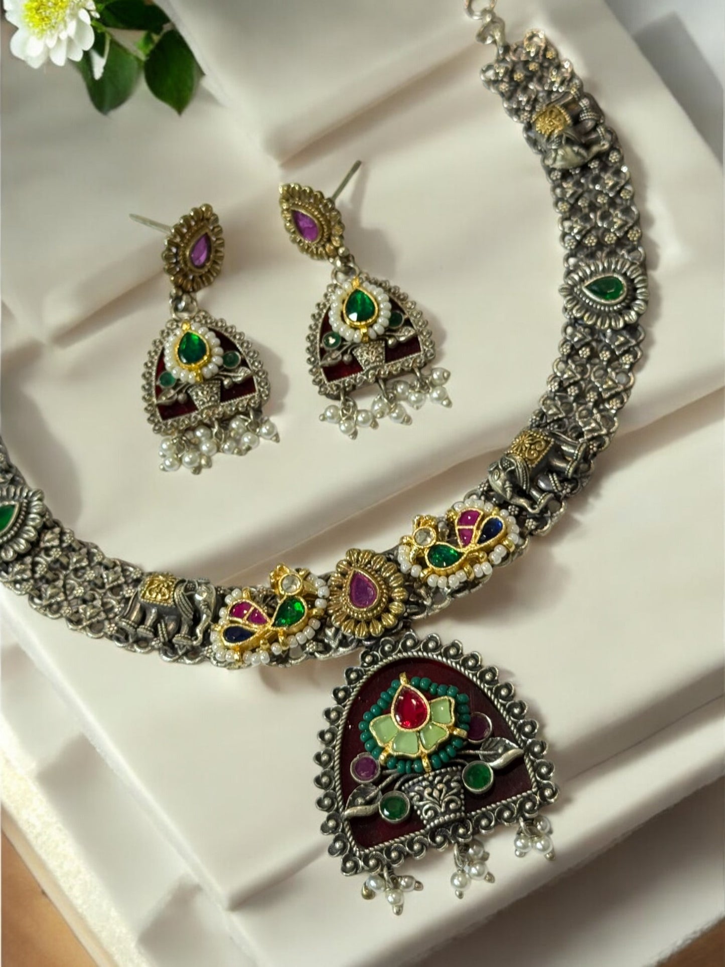 WINE ALKA GERMAN SILVER JEWELLERY SET
