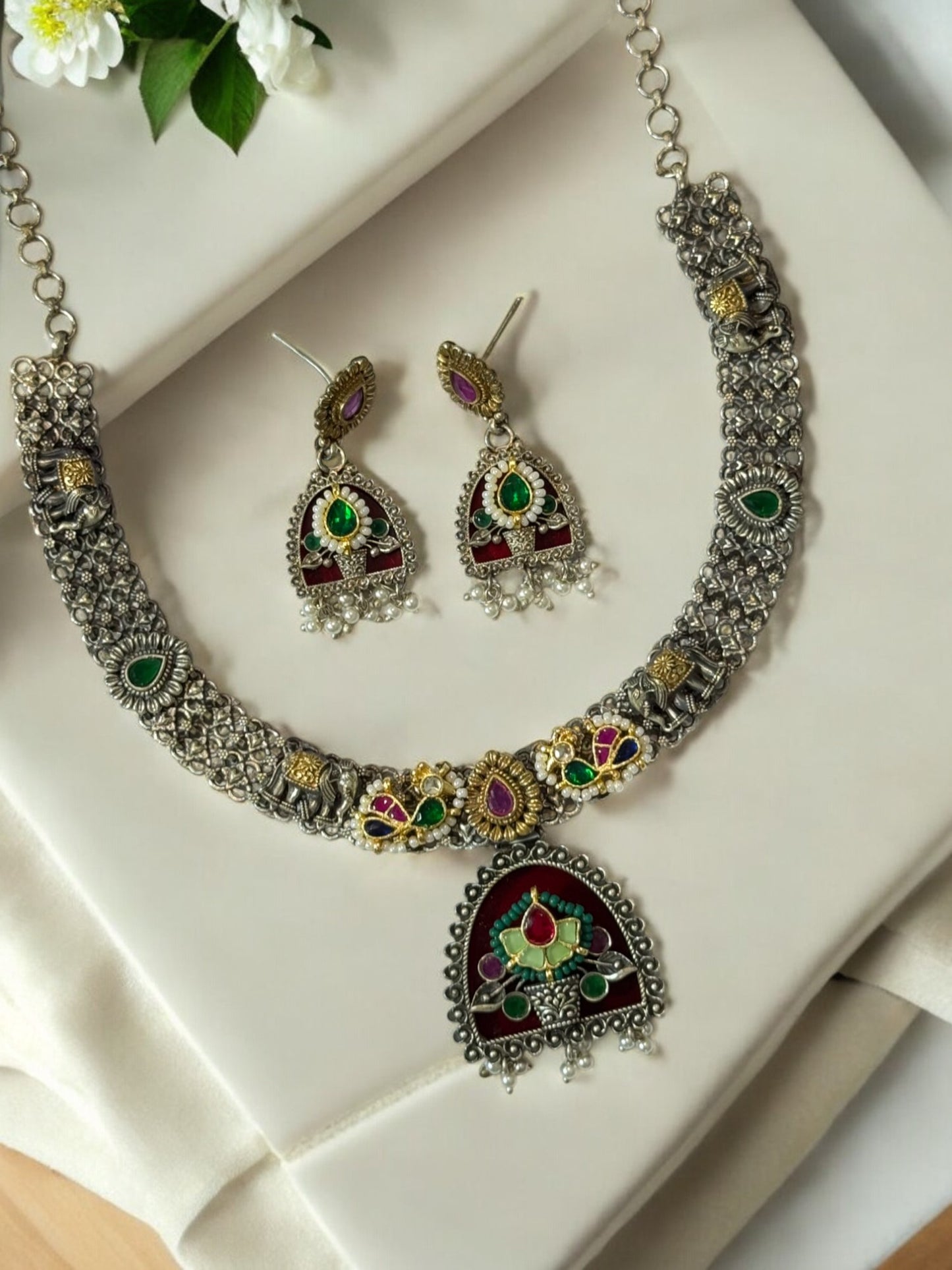 WINE ALKA GERMAN SILVER JEWELLERY SET