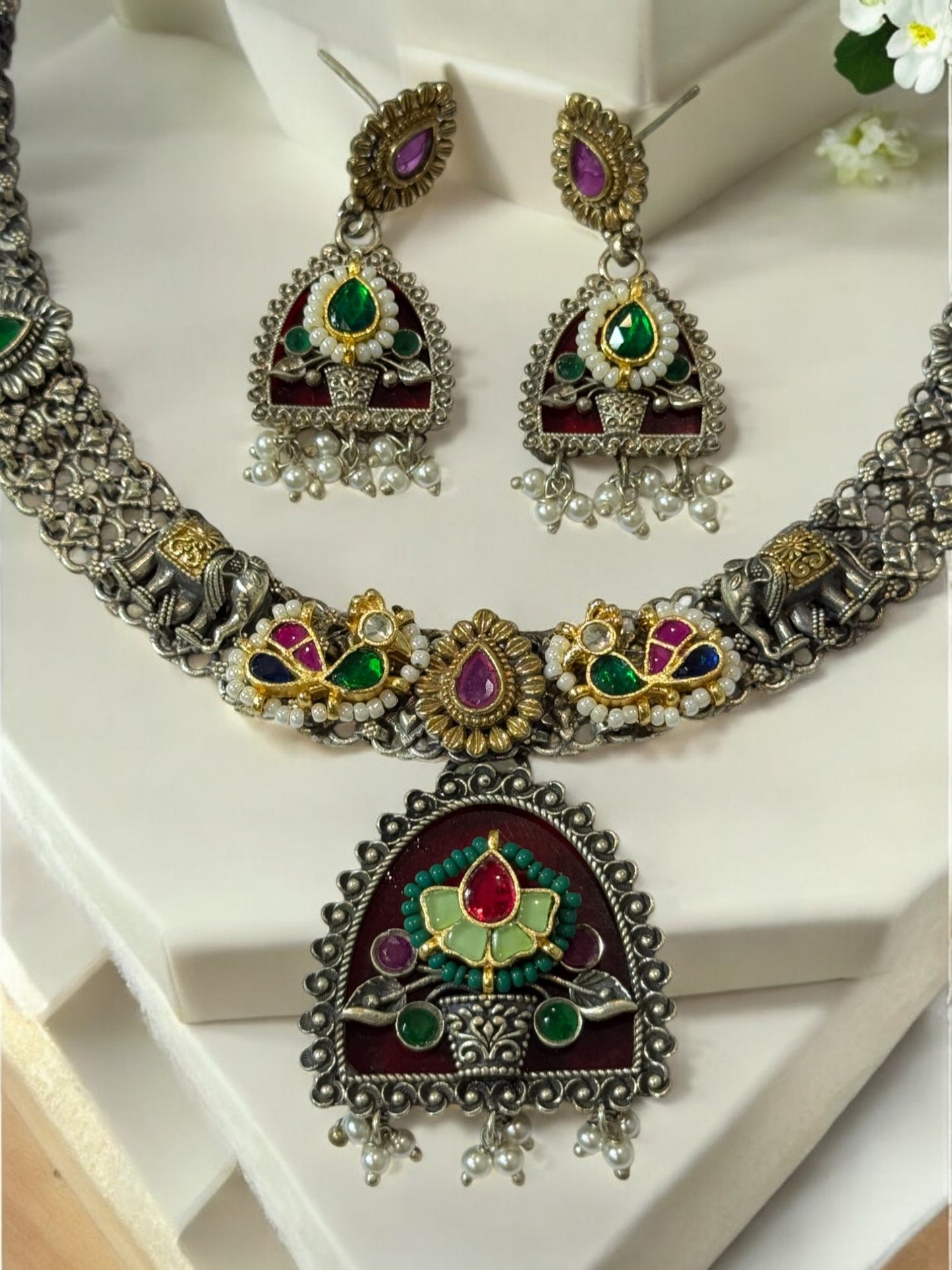 WINE ALKA GERMAN SILVER JEWELLERY SET