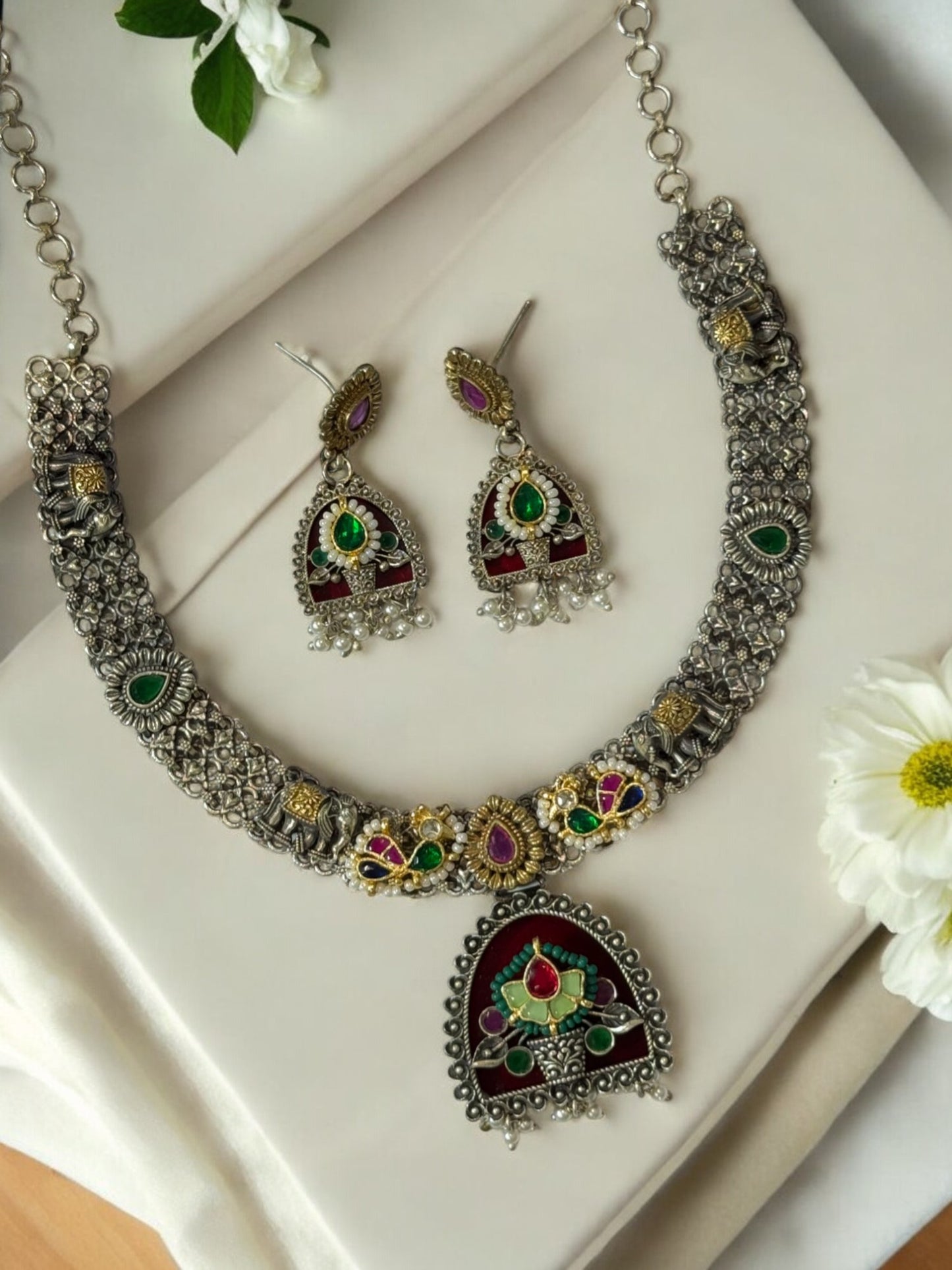 WINE ALKA GERMAN SILVER JEWELLERY SET