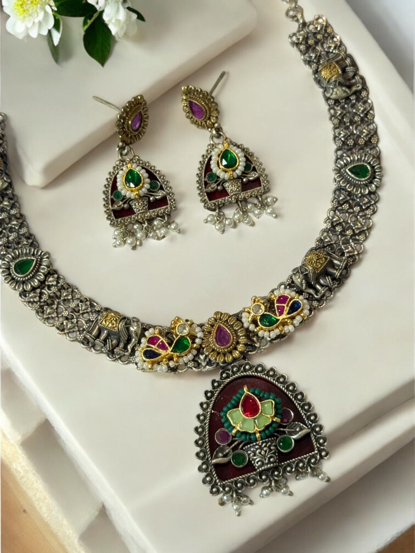 WINE ALKA GERMAN SILVER JEWELLERY SET