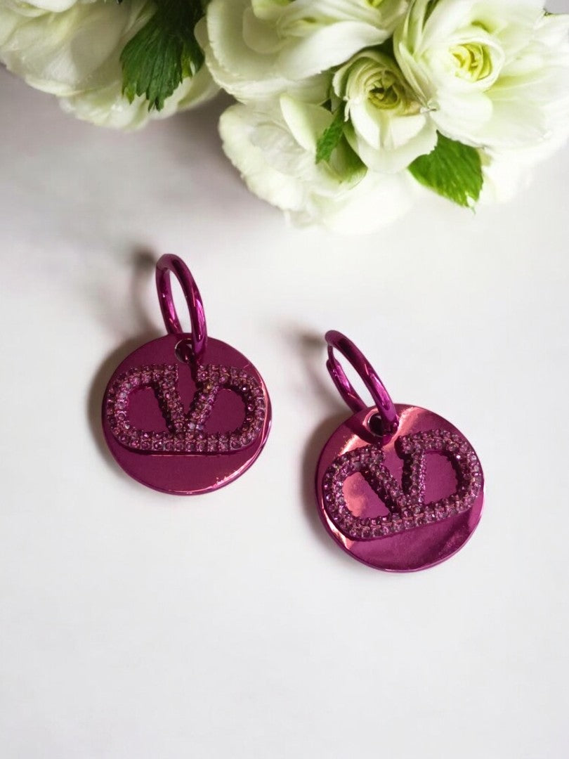 MAGENTA VALENTINO BRAND HOOP EARRING