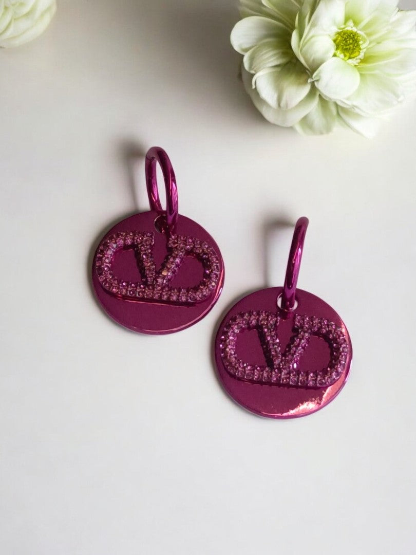 MAGENTA VALENTINO BRAND HOOP EARRING