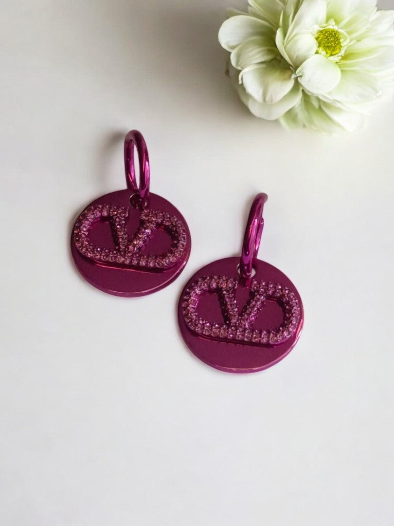 MAGENTA VALENTINO BRAND HOOP EARRING