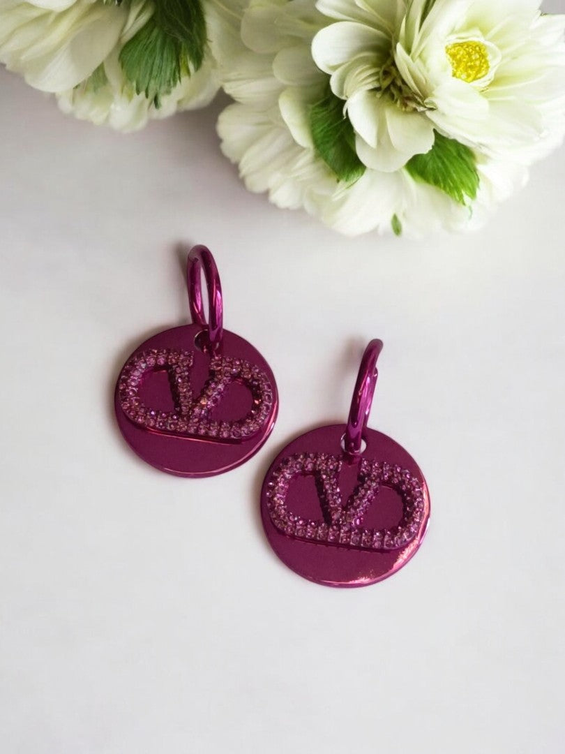 MAGENTA VALENTINO BRAND HOOP EARRING