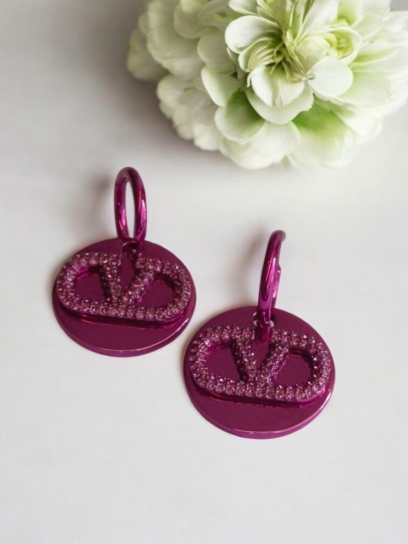 MAGENTA VALENTINO BRAND HOOP EARRING