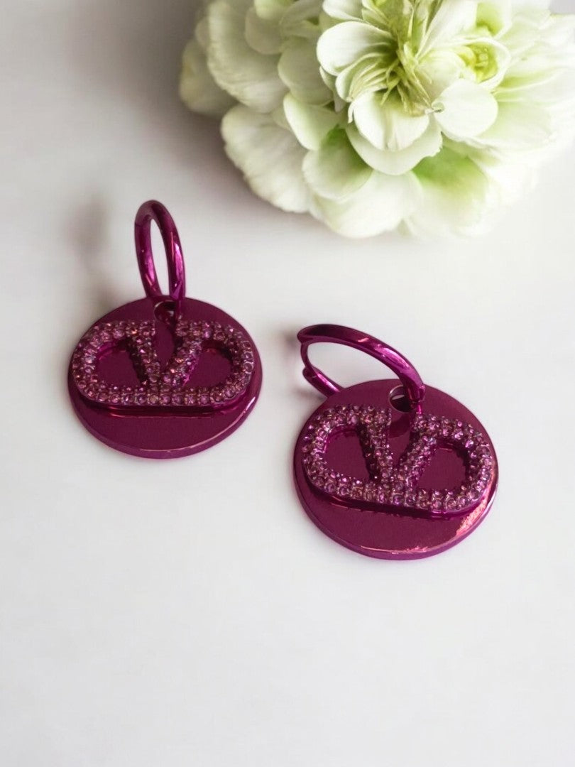 MAGENTA VALENTINO BRAND HOOP EARRING