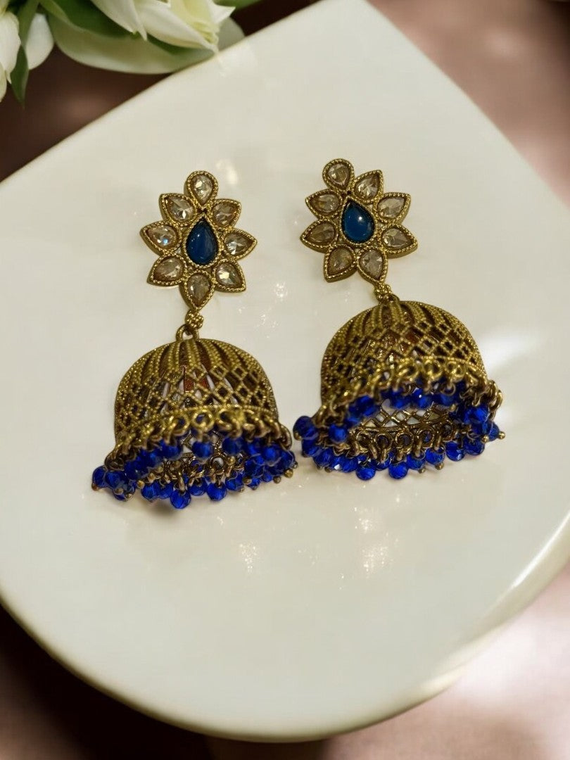 BLUE HEMRAKSHI KUNDAN EARRINGS