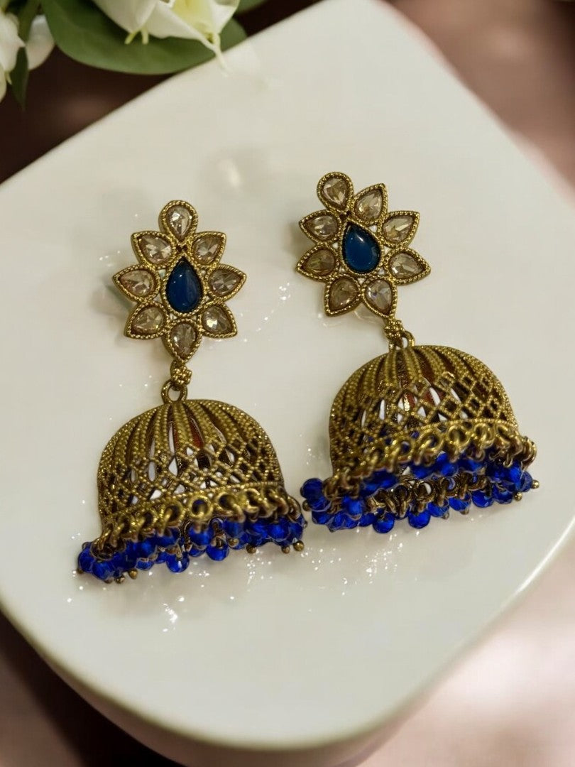 BLUE HEMRAKSHI KUNDAN EARRINGS