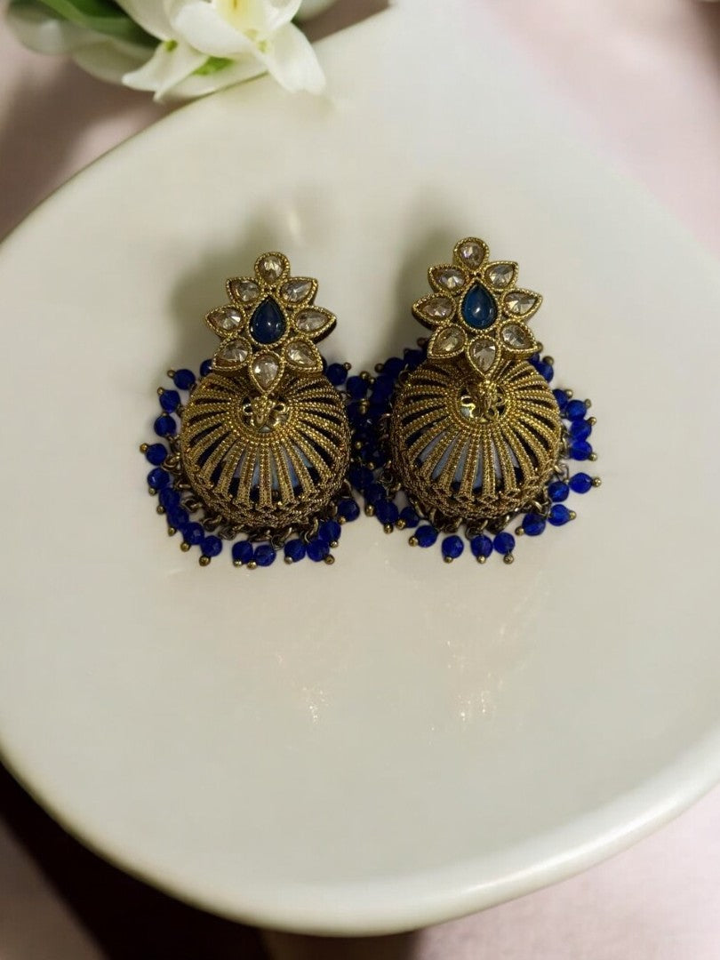 BLUE HEMRAKSHI KUNDAN EARRINGS