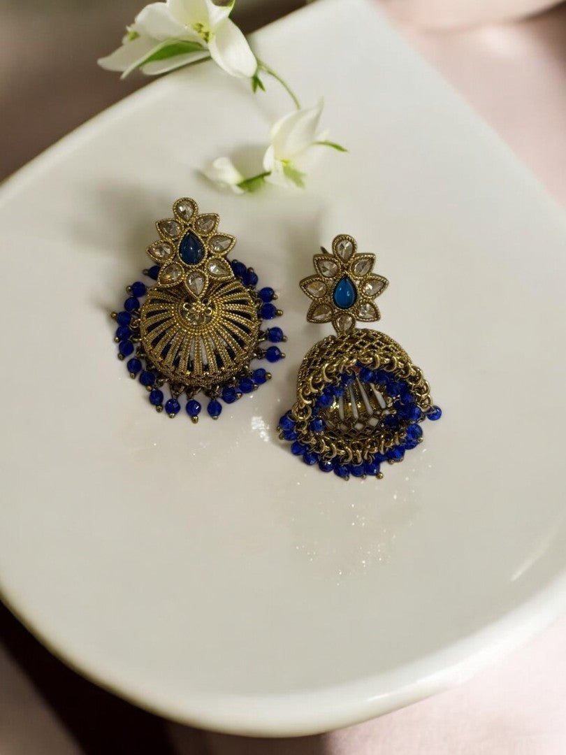 BLUE HEMRAKSHI KUNDAN EARRINGS