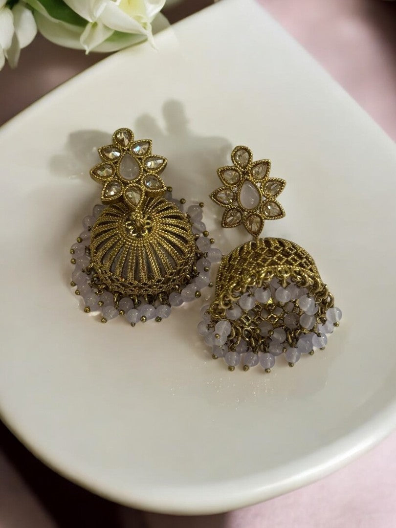 LIGHT PURPLE HEMRAKSHI KUNDAN EARRINGS