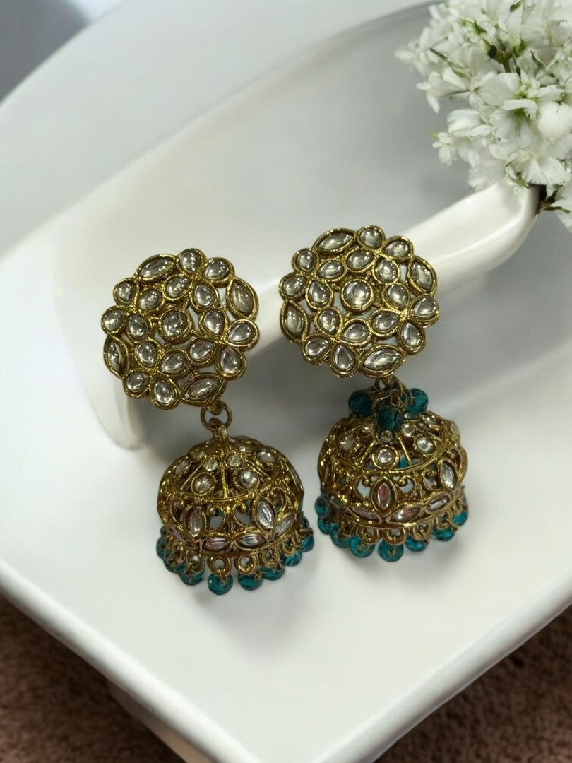 GREEN DEVKASHI KUNDAN EARRINGS