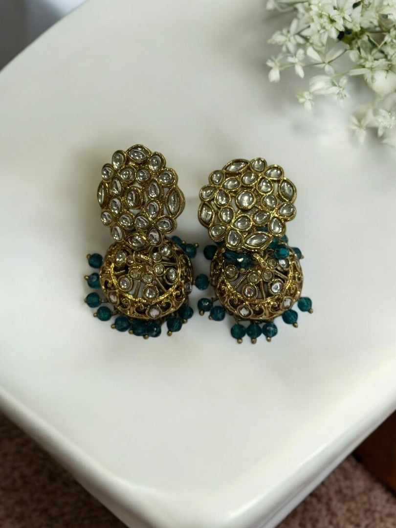 GREEN DEVKASHI KUNDAN EARRINGS