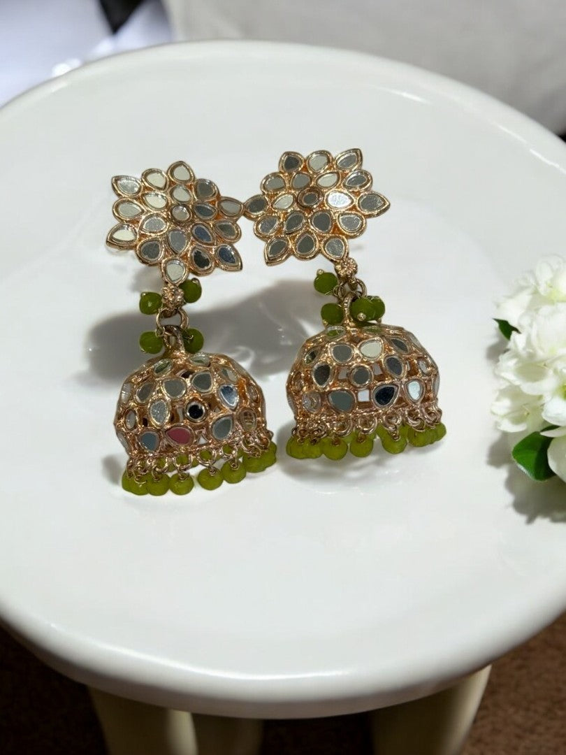 LIGHT GREEN DITYASHI KUNDAN EARRINGS