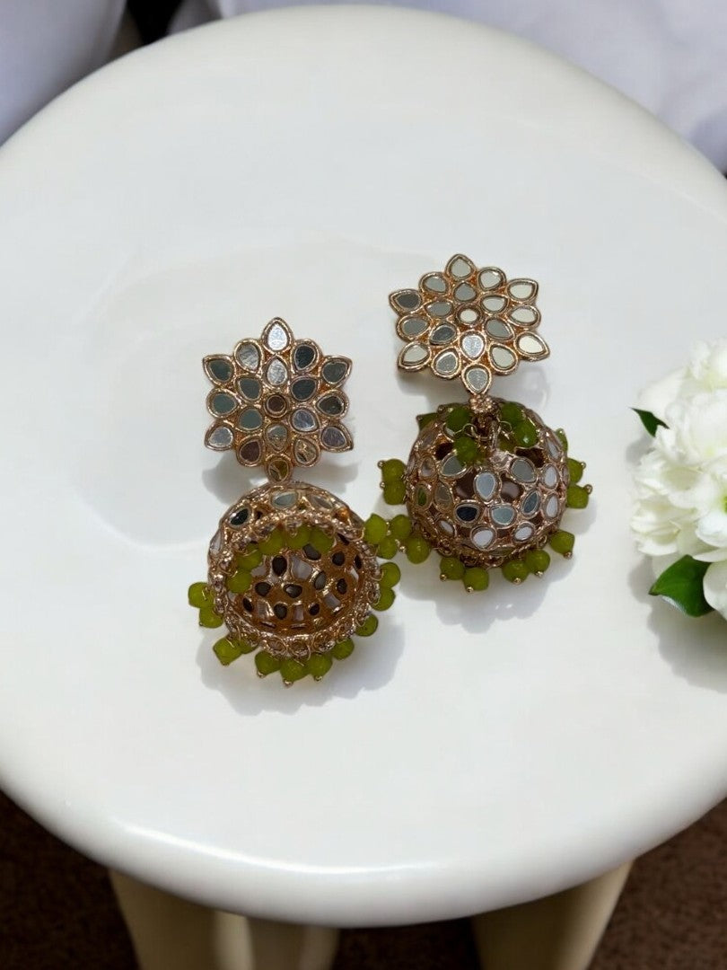 LIGHT GREEN DITYASHI KUNDAN EARRINGS