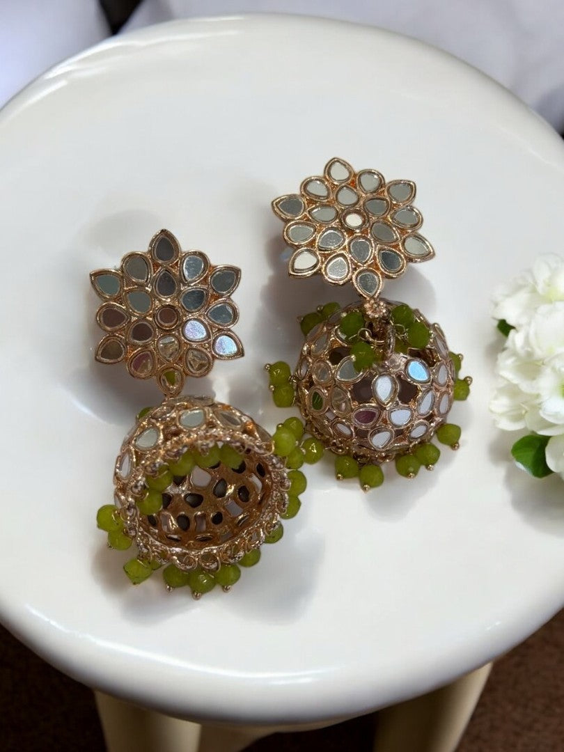 LIGHT GREEN DITYASHI KUNDAN EARRINGS