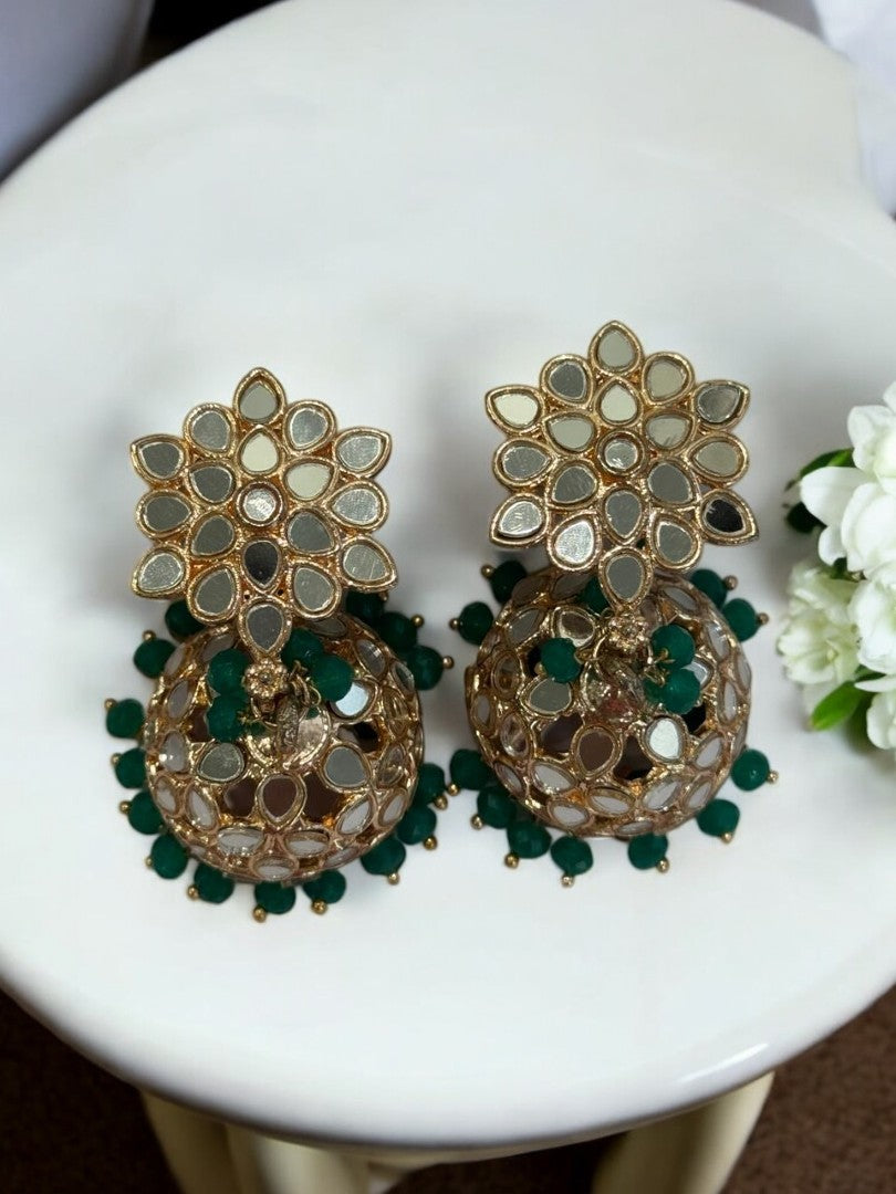 GREEN DITYASHI KUNDAN EARRINGS