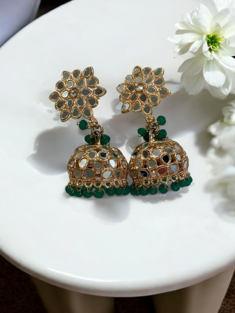 GREEN DITYASHI KUNDAN EARRINGS