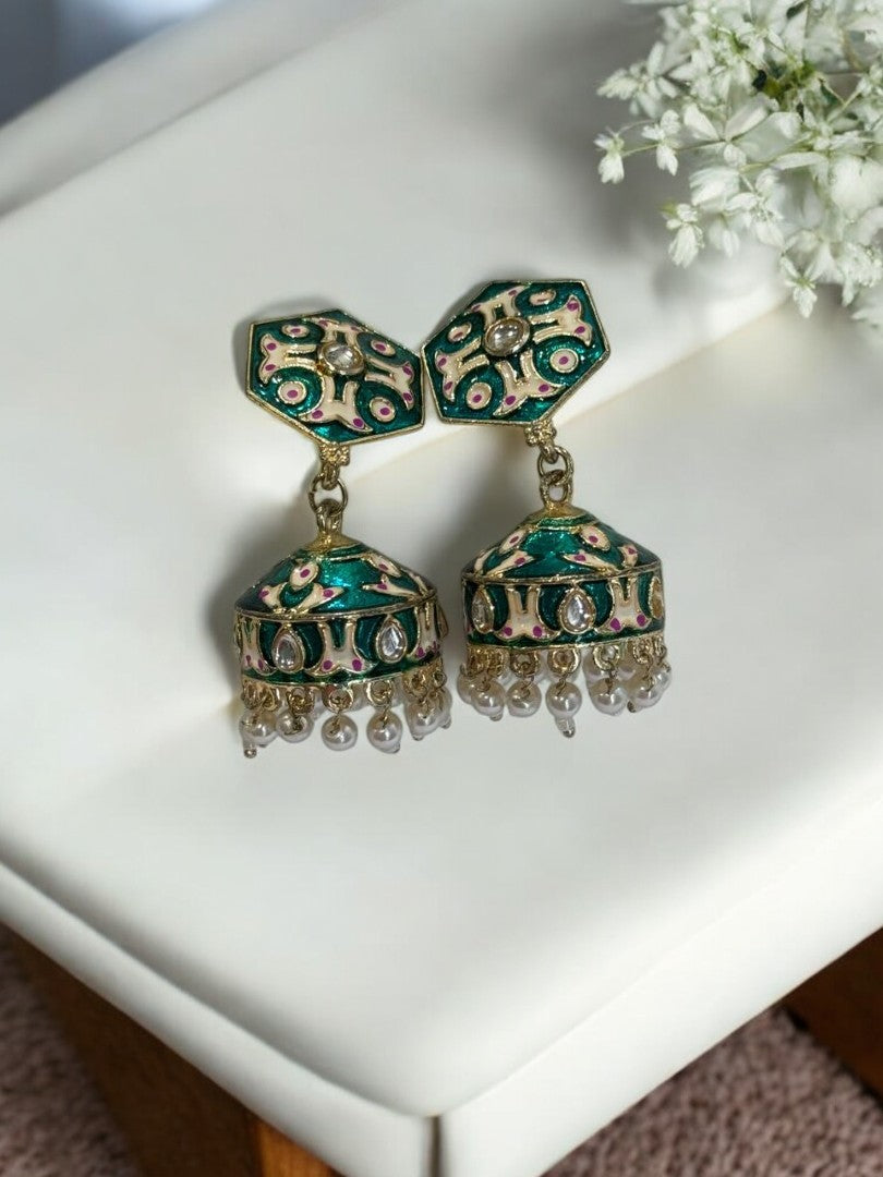 GREEN KRISHIKA KUNDAN EARRINGS