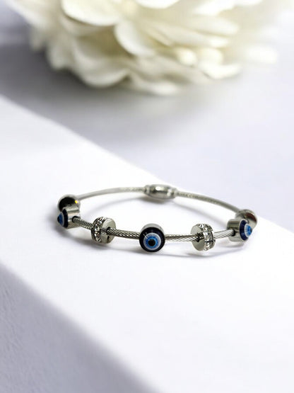 SILVER EVIL EYE GAUTAMI BRACELET ANTI TARNISH