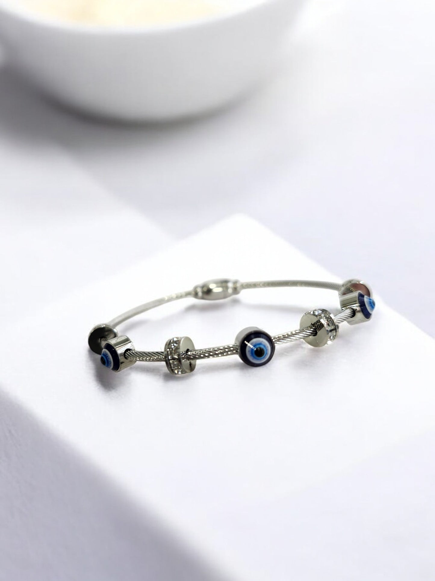 SILVER EVIL EYE GAUTAMI BRACELET ANTI TARNISH