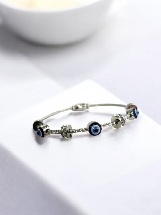 SILVER EVIL EYE GAUTAMI BRACELET ANTI TARNISH