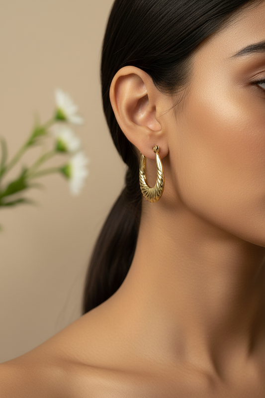 GOLD OVAL ROPE GIO EARRINGS