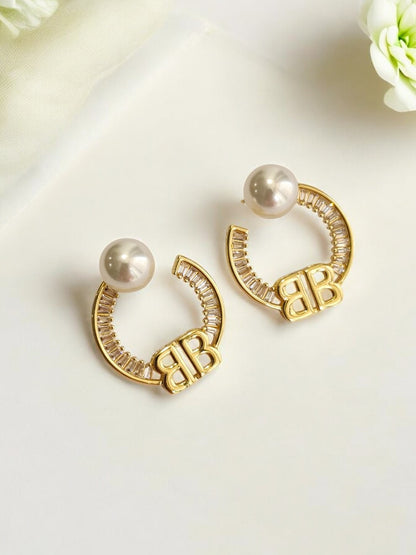 DOUBLE B CRYSTAL PEARL TASHI EARRING