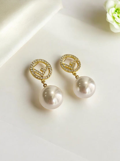 DIAMOND HANG PEARL FENDI RITI EARRING