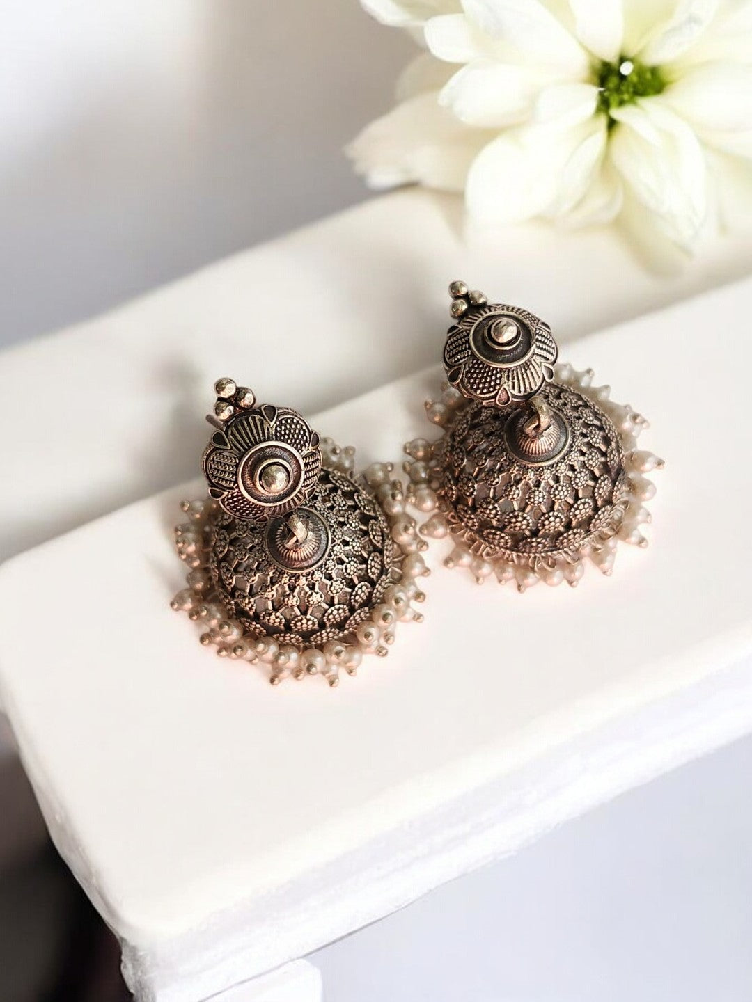 JHUMKI AMIKSHEE GERMAN SILVER EARRINGS