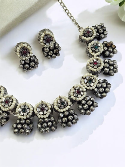 SILVER GIANNA GERMAN SILVER JEWELLERY SET