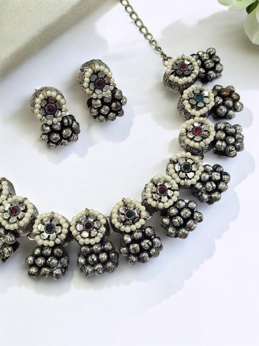 SILVER GIANNA GERMAN SILVER JEWELLERY SET